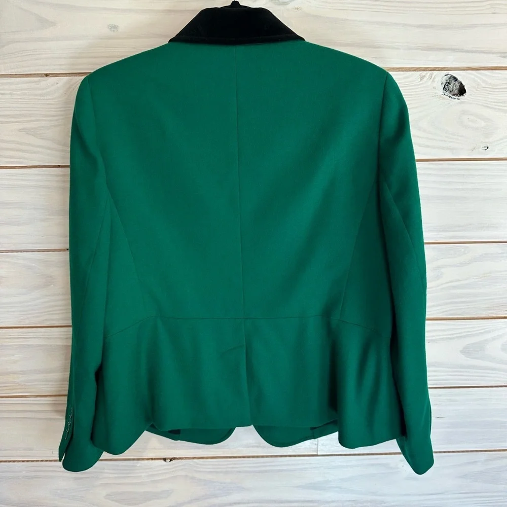 Talbots Emerald Wool Blazer with Black Velvet Collar - Picture 2 of 7
